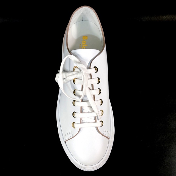 BALDININI 🇮🇹 WHITE LEATHER COMFORT FLAT SNEAKERS - Picture 6 of 8